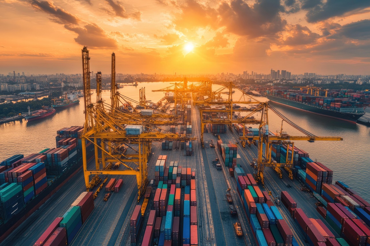 Shipping containers at port